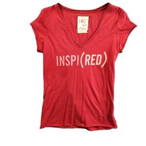 GAP RED Inspired V Neck T Shirt Womens Size Medium